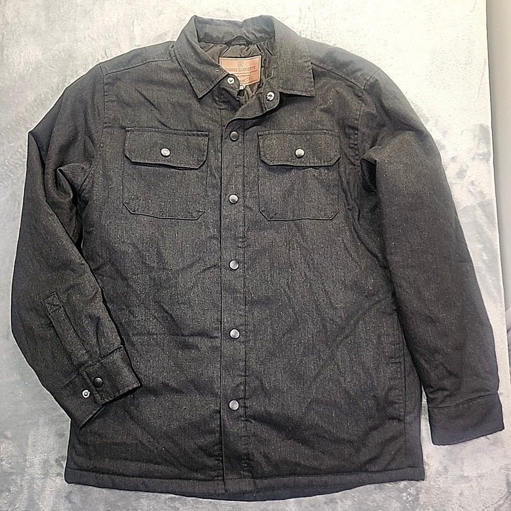 Rugged Elements Utility Shirt Jacket Mens Medium Gray Quilt  Lined Snap Closure